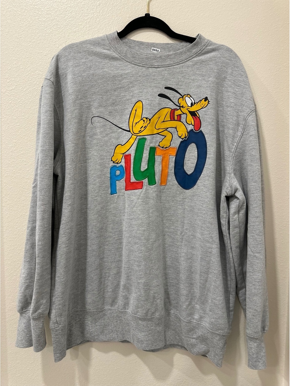 Disney Pluto Gray Crewneck Sweatshirt Size Large